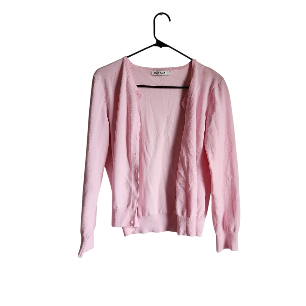 Last Day May 10 Grace Karin Large Women's Pink Cardigan Sweater